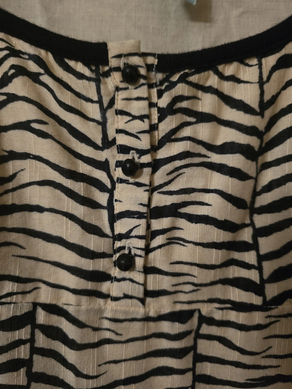 Free People Size 10 Black & Ivory Zebra Floral Print Cotton Empire Waist Dress